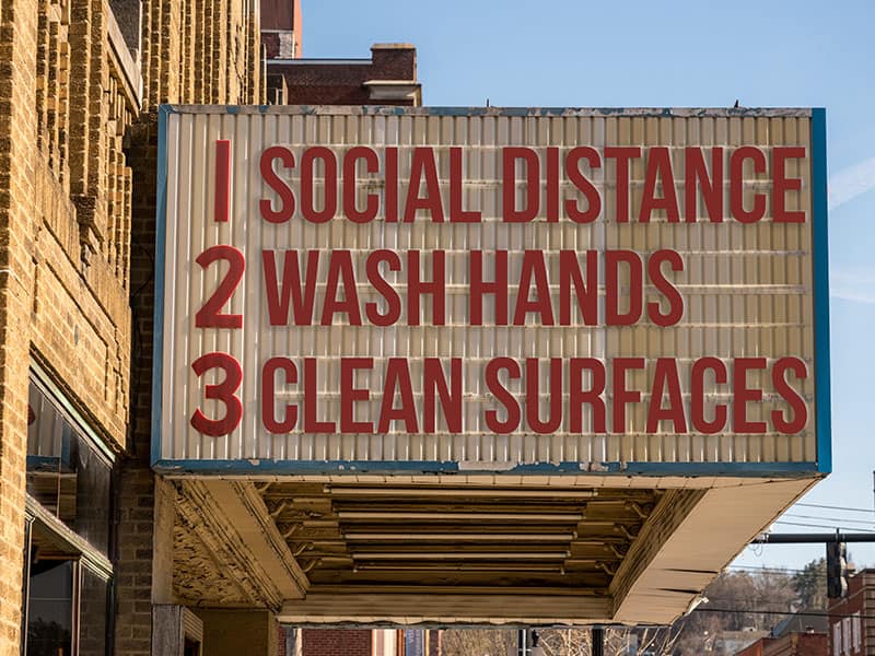 Echelon Health - advice on Covid-19 - Social Distance Wash Hands Clean Surfaces